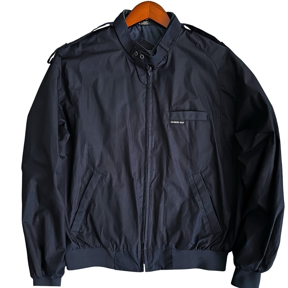 Vintage Members Only Iconic Racer Jacket Navy Blue Men's Size M 80s